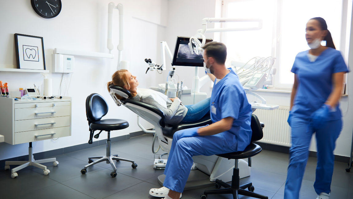 Costa Mesa dental team providing same-day emergency dental care to a patient